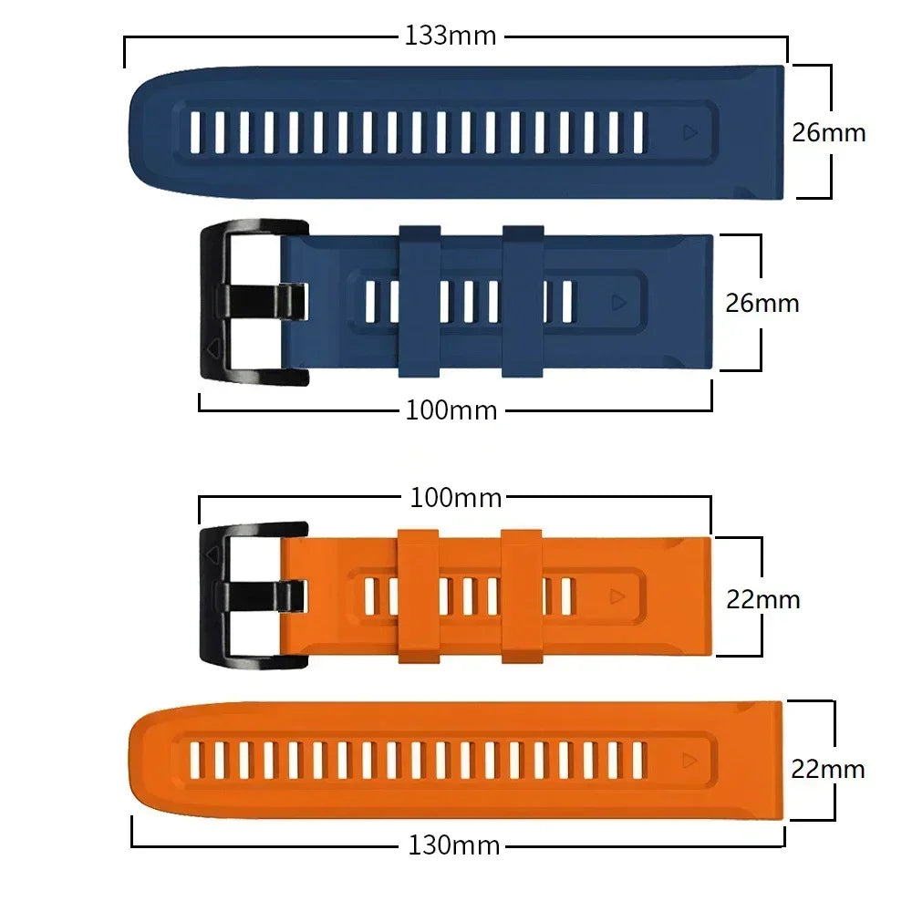 Bracelet Silicone FYNIX – 22mm / 26mm – Compatible Garmin Fenix 5 / 6 / 7 Series & Plus – EasyFit Sport