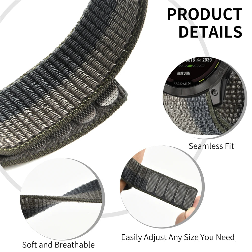 Bracelet en Nylon Tressé FYNIX – QuickFit 22mm / 26mm – Compatible Garmin Fenix & Tactix