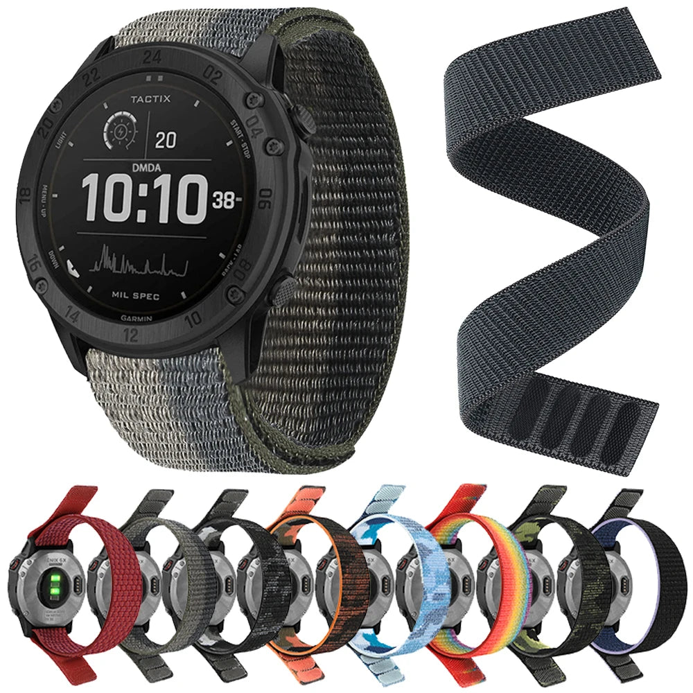 Bracelet en Nylon Tressé FYNIX – QuickFit 22mm / 26mm – Compatible Garmin Fenix & Tactix