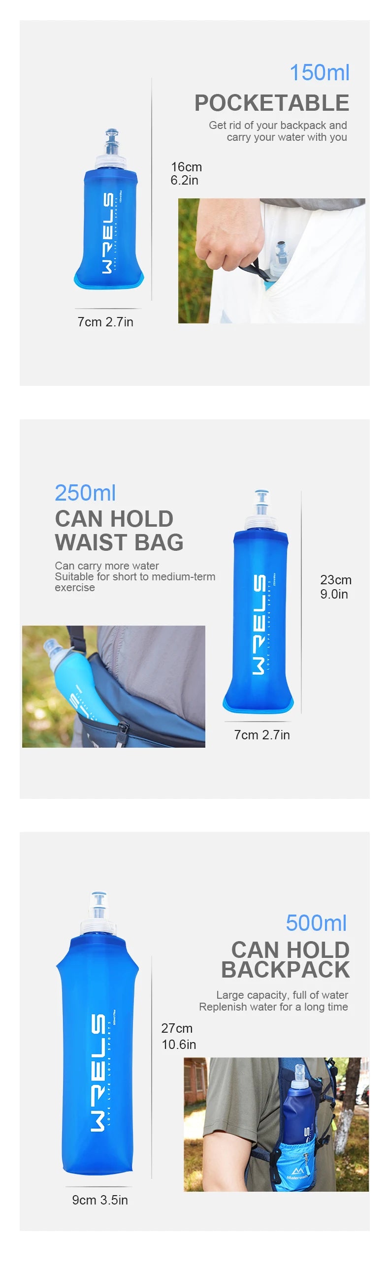 Bouteille d’Eau Souple FYNIX – 500 ml – TPU Pliable Sans BPA pour Running, Trail, Camping et Sports Extérieurs