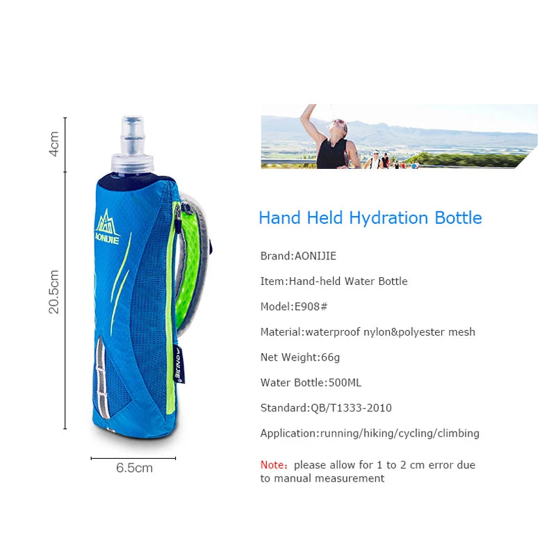 Bouteille de Course à Main FYNIX – 500ml avec Support Poignet – Flacon Souple Hydratation Running & Marathon
