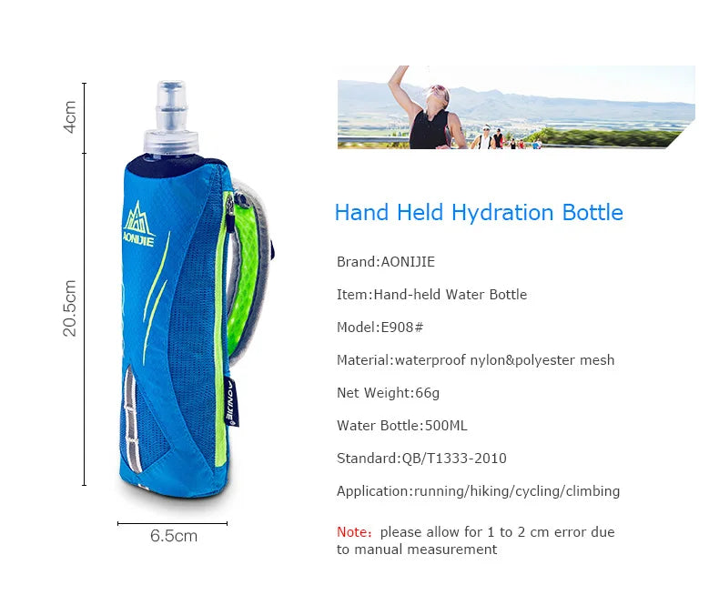 Bouteille de Course à Main FYNIX – 500ml avec Support Poignet – Flacon Souple Hydratation Running & Marathon