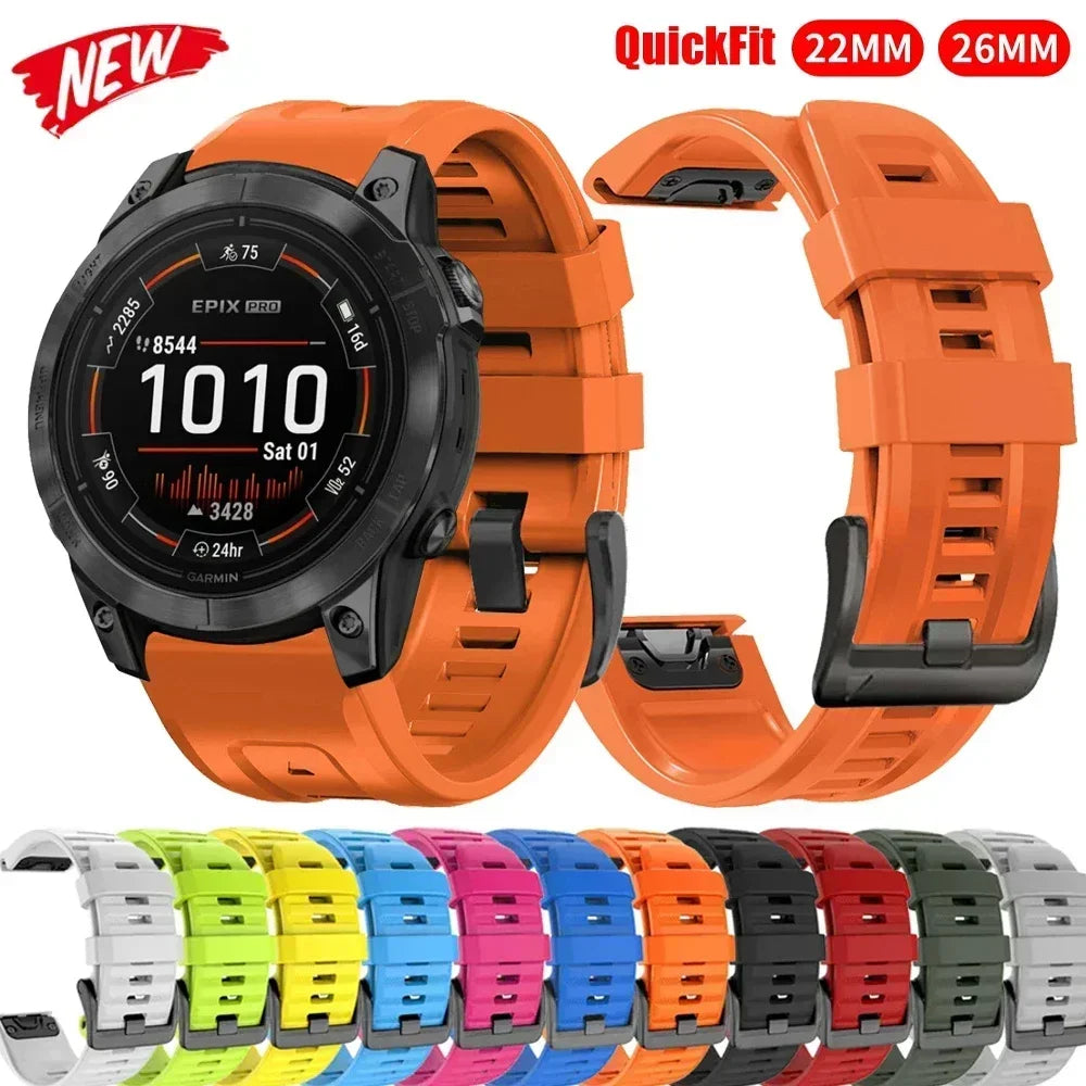Bracelet Silicone FYNIX – 22mm / 26mm – Compatible Garmin Fenix 5 / 6 / 7 Series & Plus – EasyFit Sport