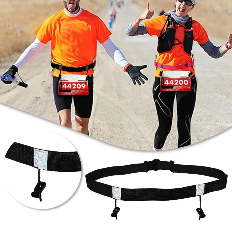 Ceinture Porte-Dossard FYNIX – Running, Triathlon & Marathon – 6 Boucles pour Gels + Attache Dossard