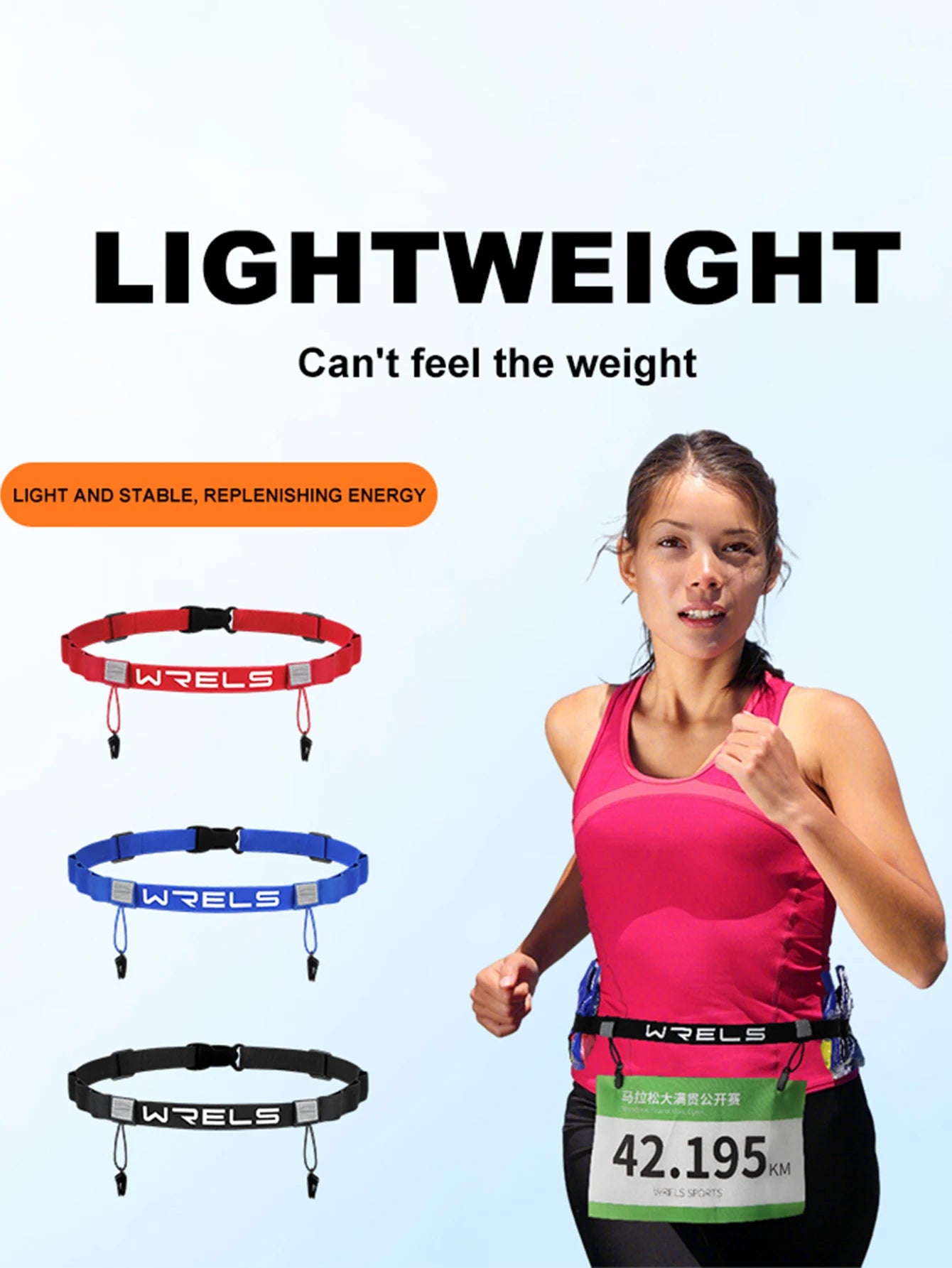 WRELS unisexe Triathlon Marathon course numéro ceinture avec support Gel ceinture de course tissu ceinture moteur course Sports de plein air