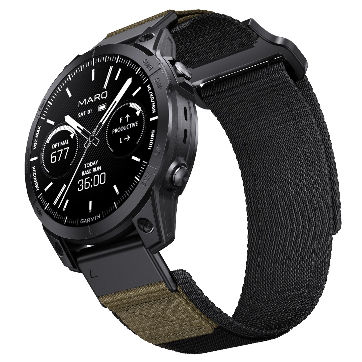Bracelet Runcool QuickFit FYNIX – 22mm / 26mm – Nylon Tressé pour Garmin Fenix, Instinct, Forerunner