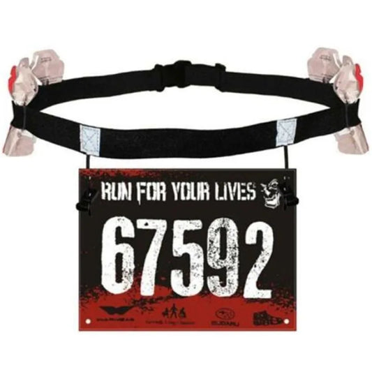 Ceinture Porte-Dossard FYNIX – Running, Triathlon & Marathon – 6 Boucles pour Gels + Attache Dossard