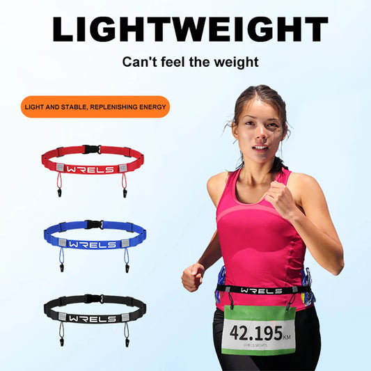 WRELS unisexe Triathlon Marathon course numéro ceinture avec support Gel ceinture de course tissu ceinture moteur course Sports de plein air