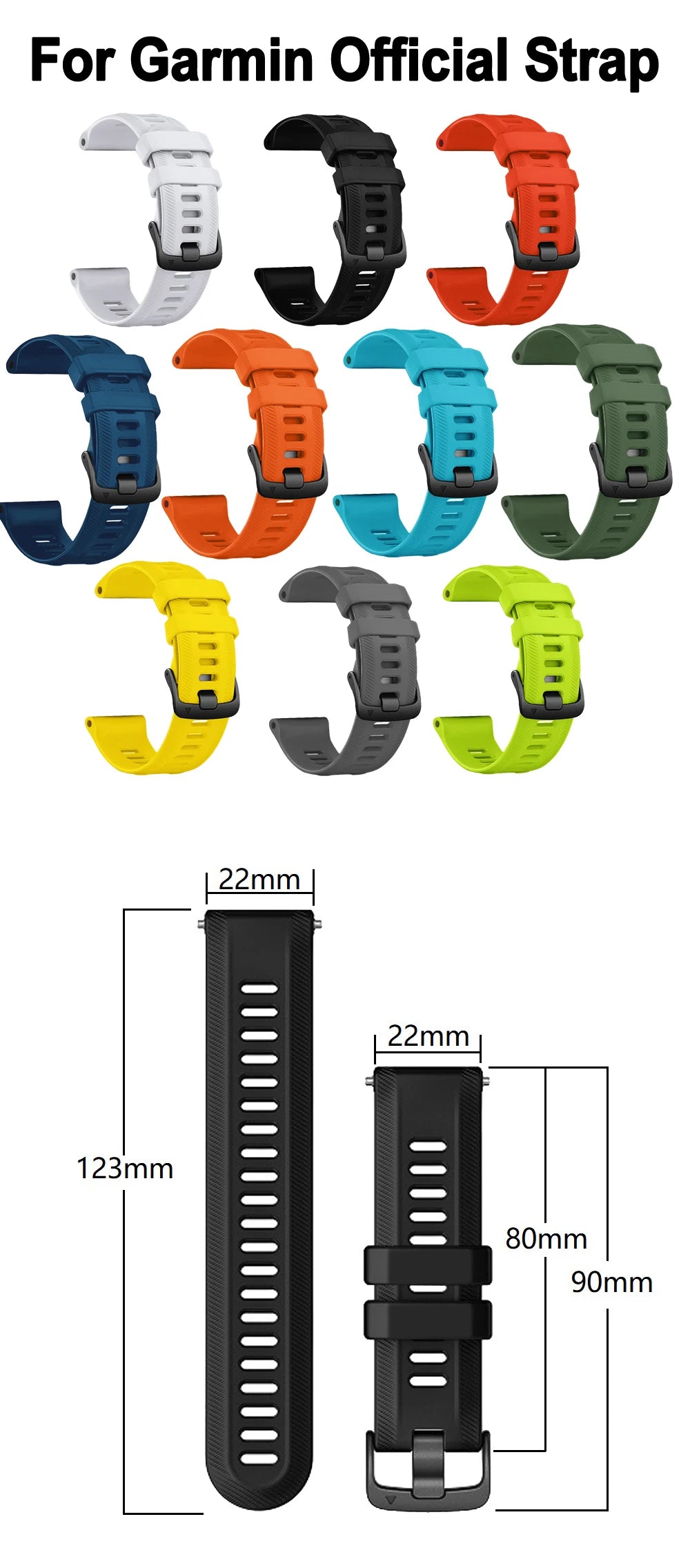 Bracelet Sport Silicone FYNIX – 22mm – Compatible Garmin Forerunner 965 / 955 / 945 / 935 / 745
